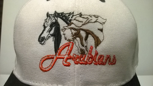Embroidered Arabian Horse Baseball Cap front close