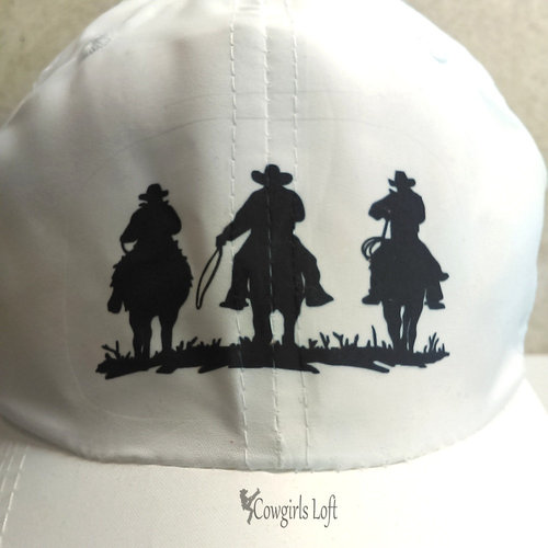 THREE COWBOYS Hat, Horse Barn Riding Cap, White Polyester Baseball Cap with Plas